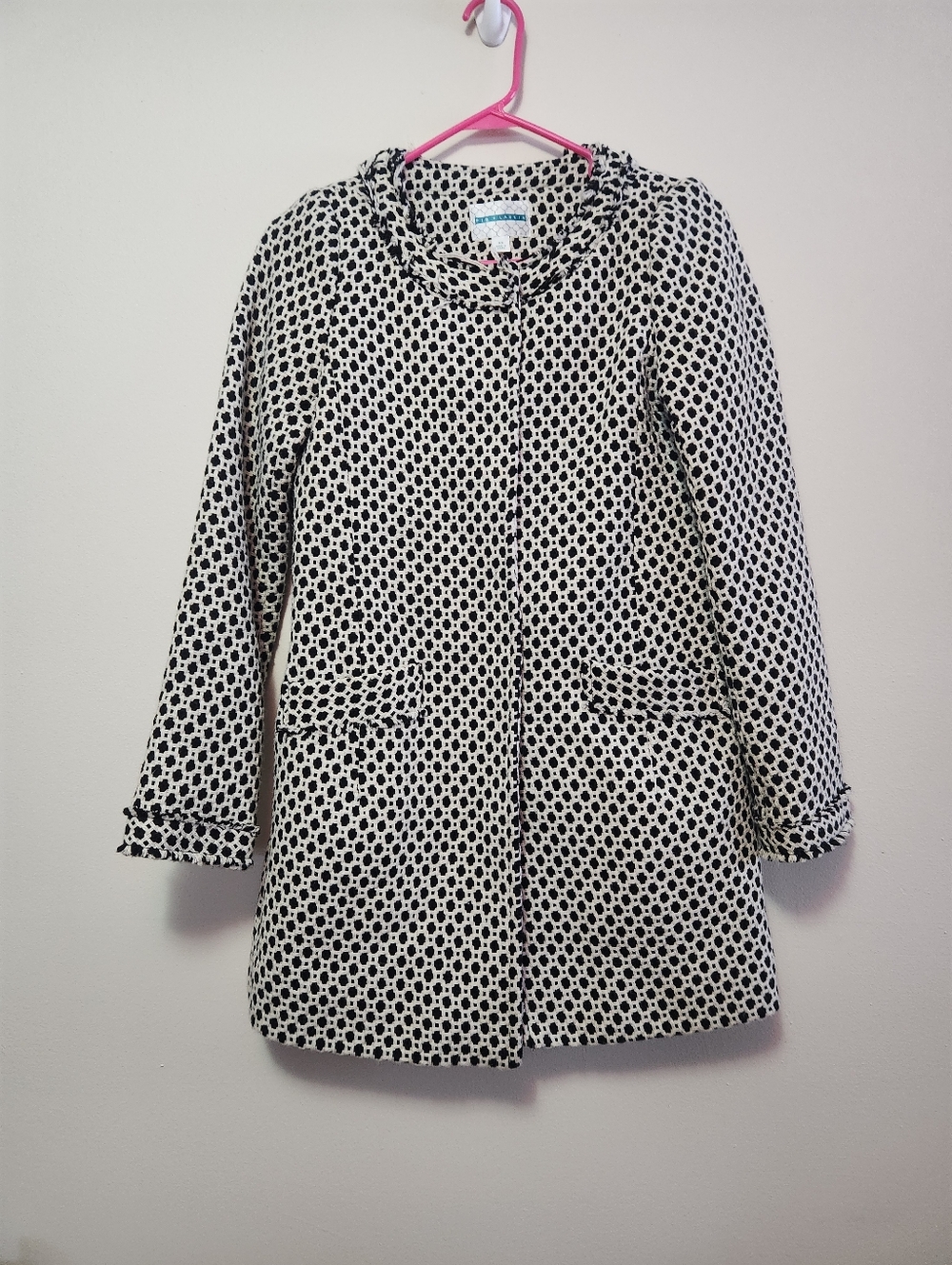 Pim + Larkin Anthropologie Black Tweed Coat XS Business Suit Blazer Coat Work